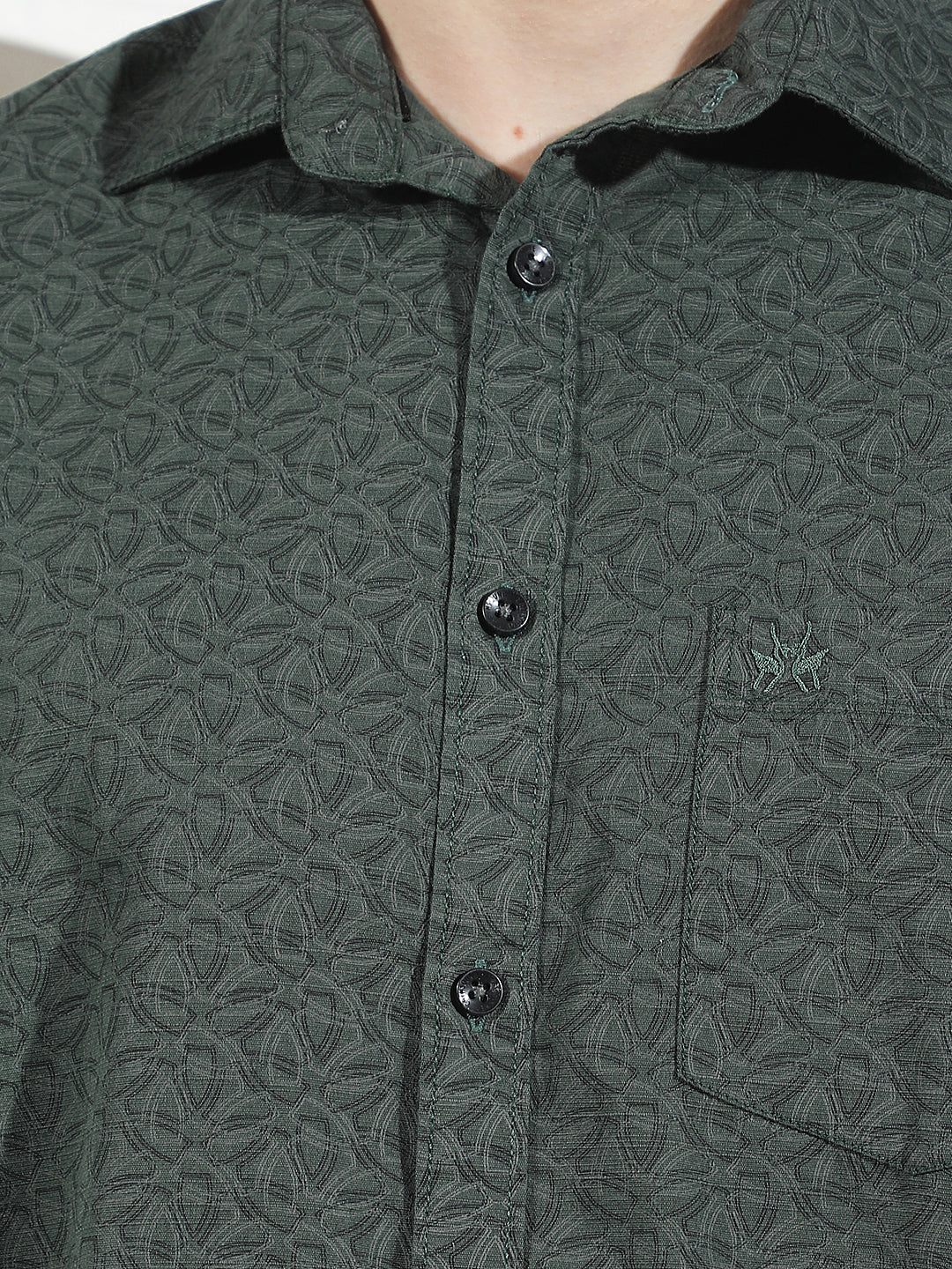 Linen Green Graphic Print Shirt