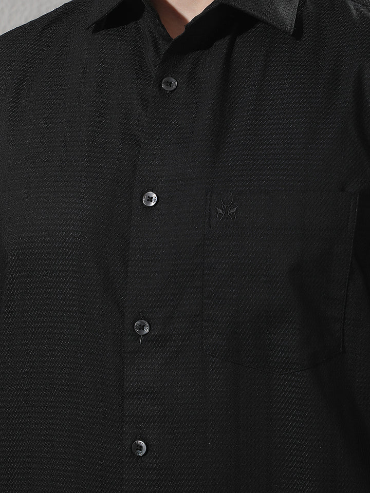 Modern Black Textured Casual Shirt