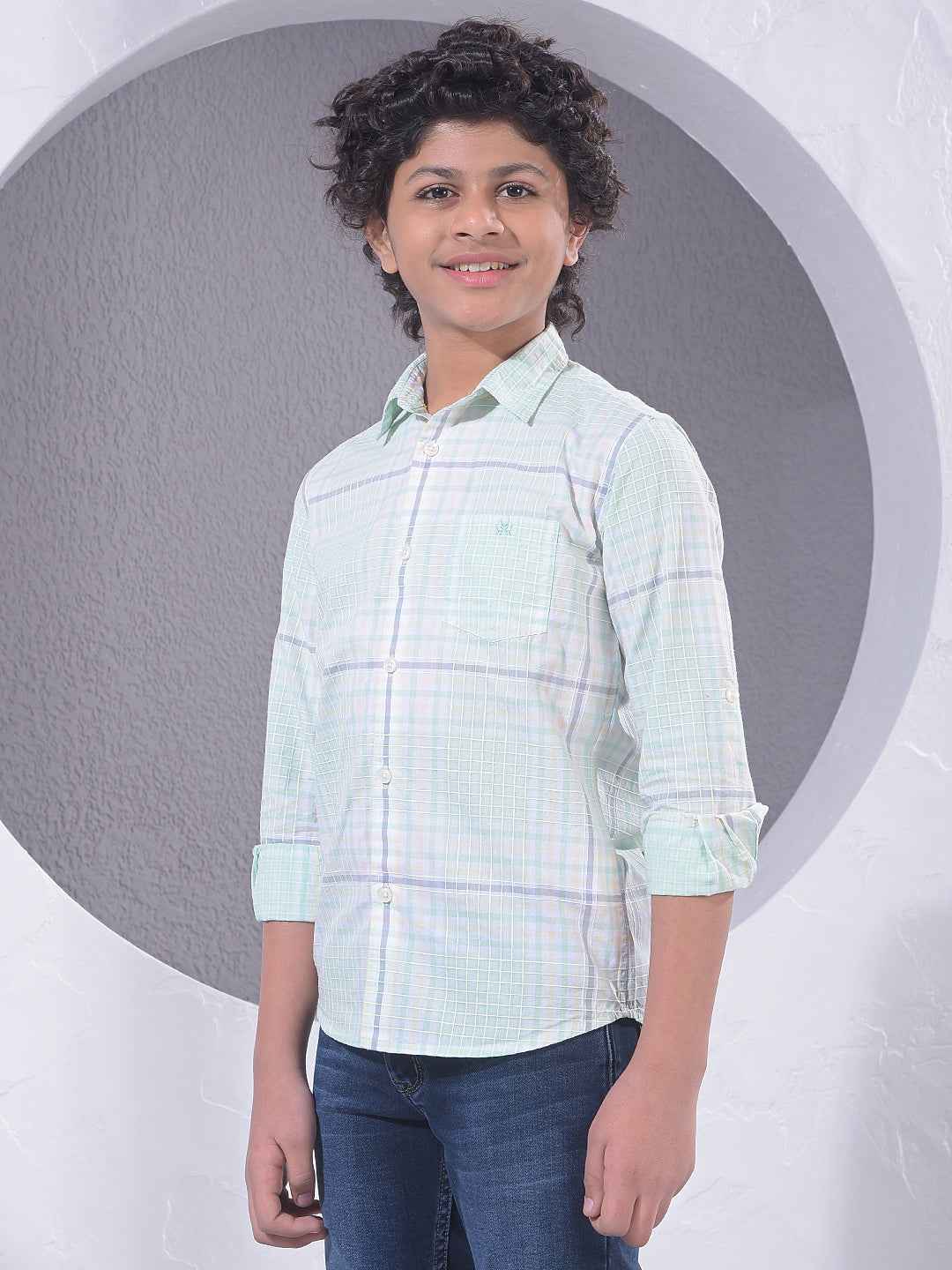 Green Checked 100% Cotton Shirt