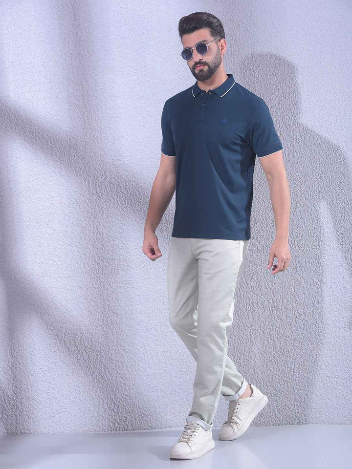 Navy Blue Polo Neck T-Shirt