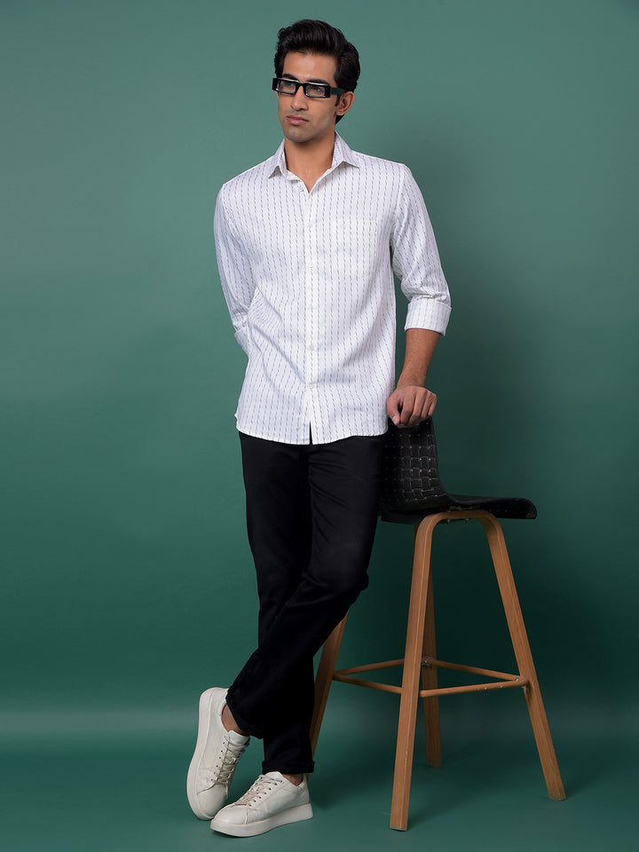 White Vertical Stripes Shirt