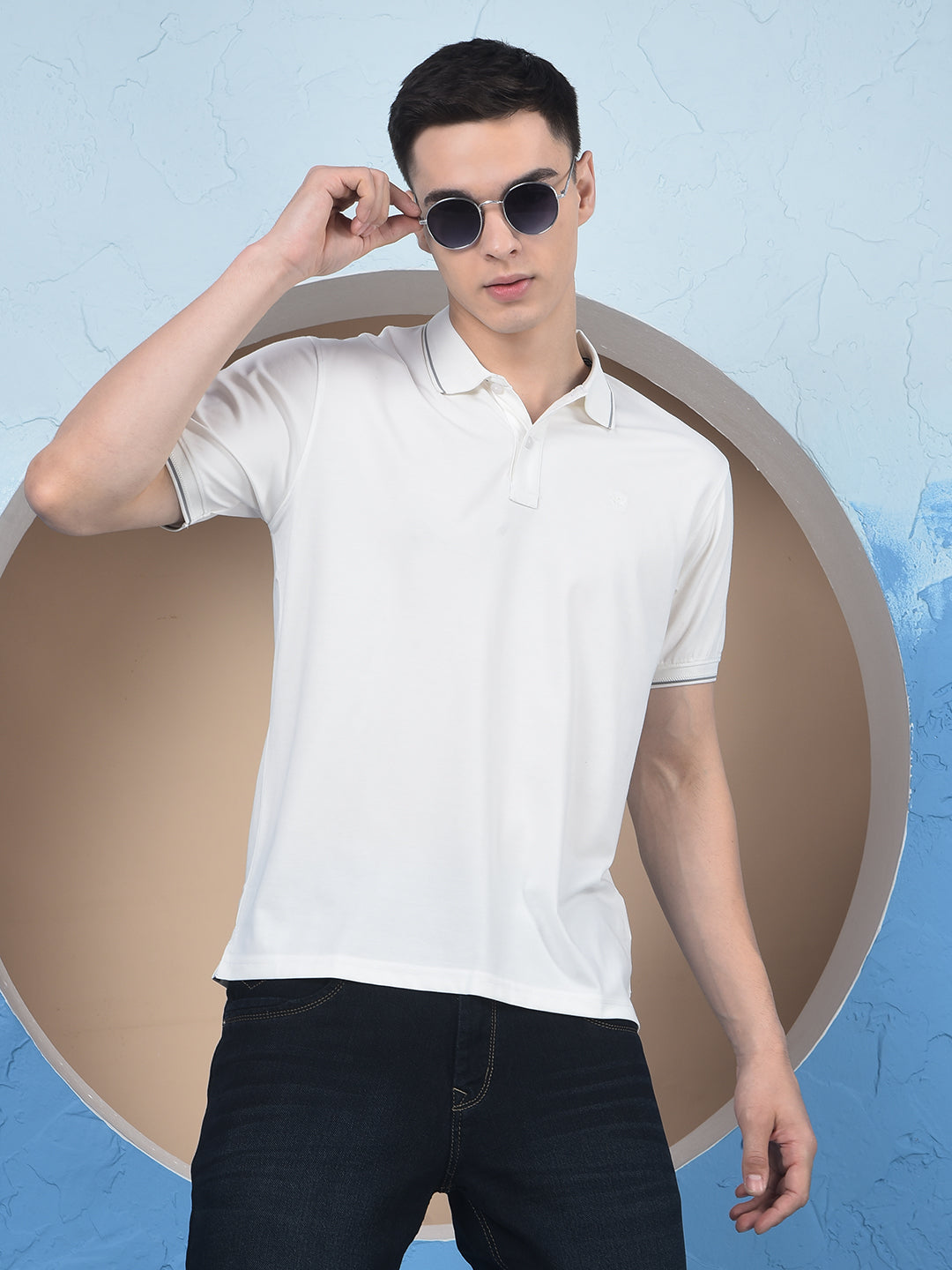 White Polo Neck T-Shirt