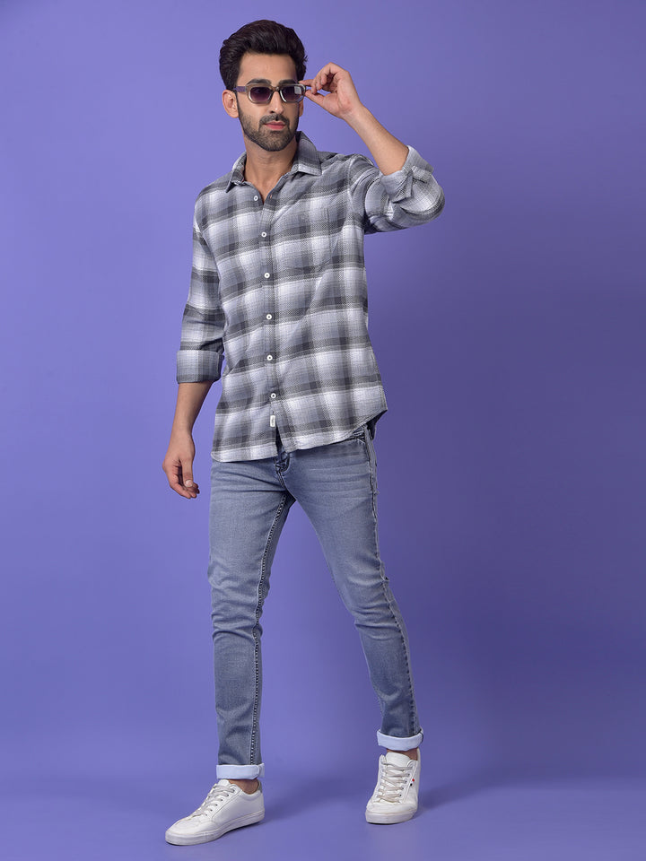 Grey Checked 100% Cotton Shirt
