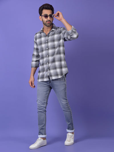 Grey Checked 100% Cotton Shirt