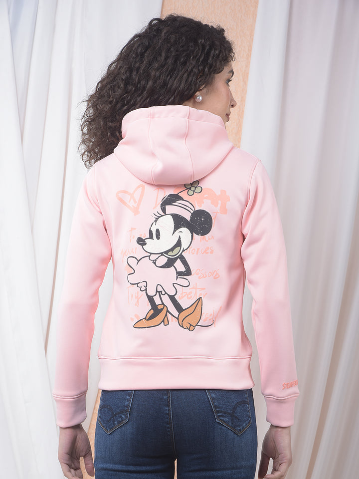 Pink Graphic Printed Hooded Sweatshirt