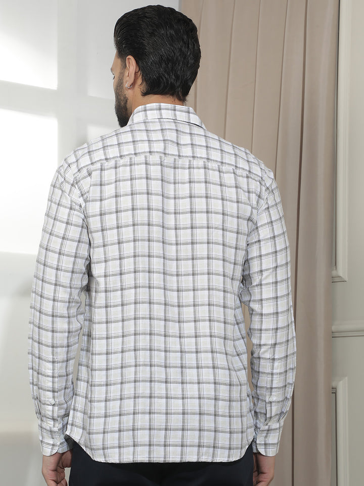 Grey Linen Checked Shirt