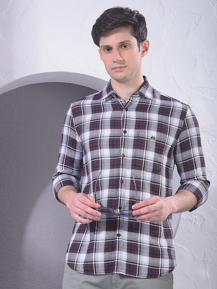 Brown Checked 100% Cotton Shirt