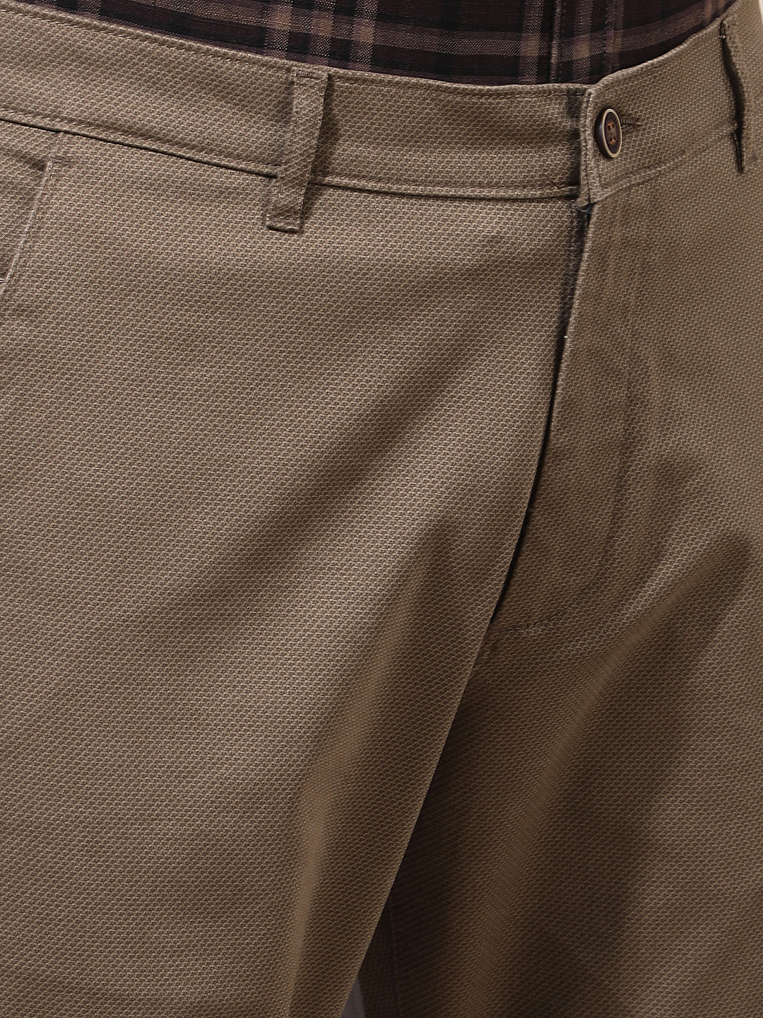 Brown Printed Straight Trousers