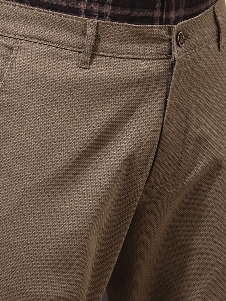 Brown Printed Straight Trousers
