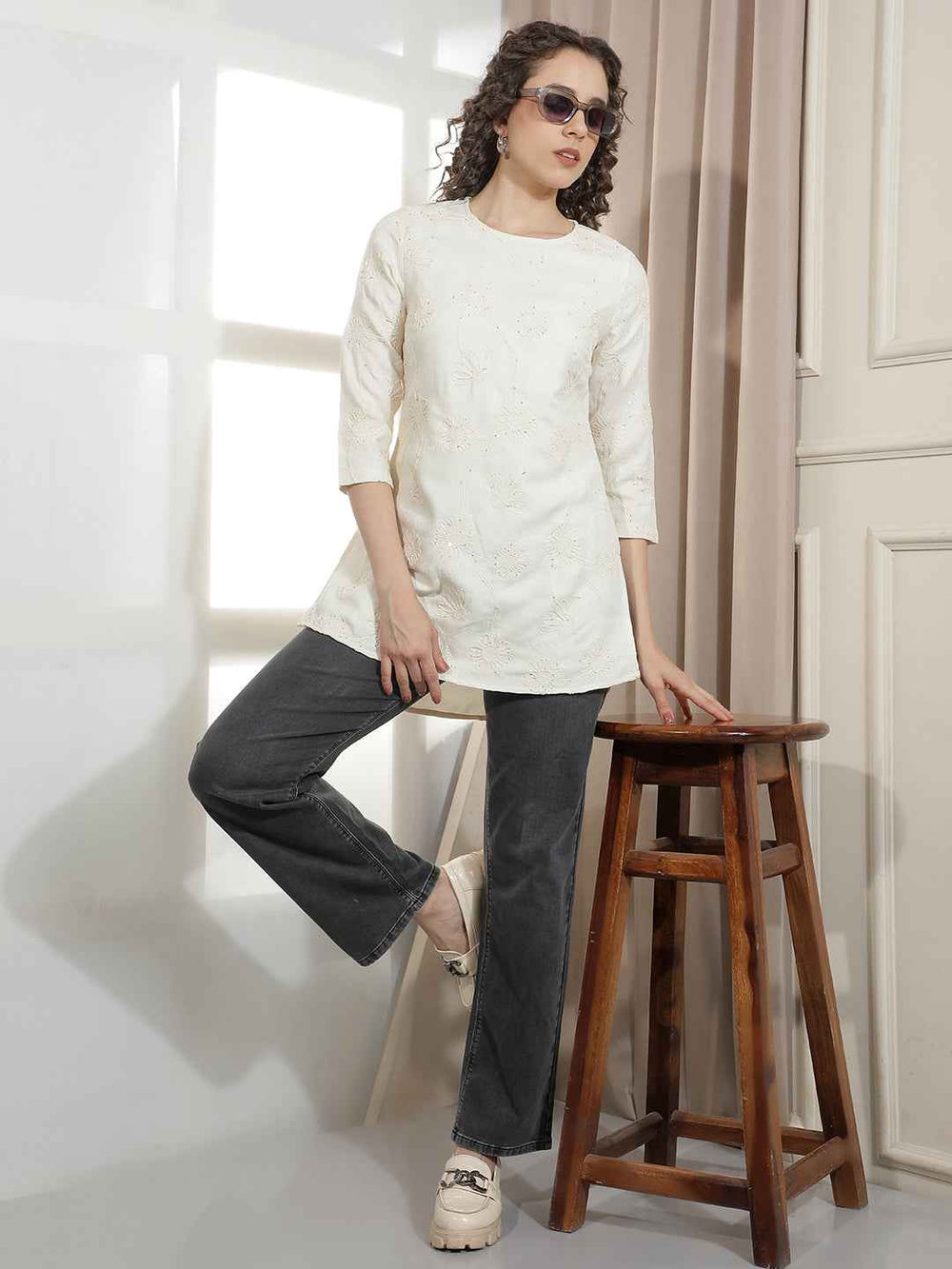 Regal Cream Embroidered Kurta