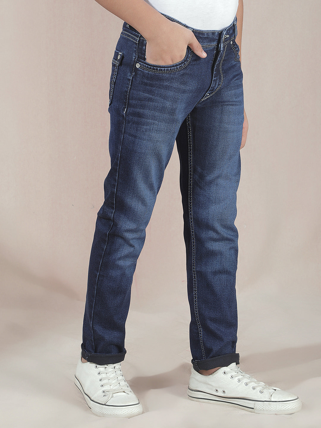 Edgy Dark Wash Navy Blue Jeans