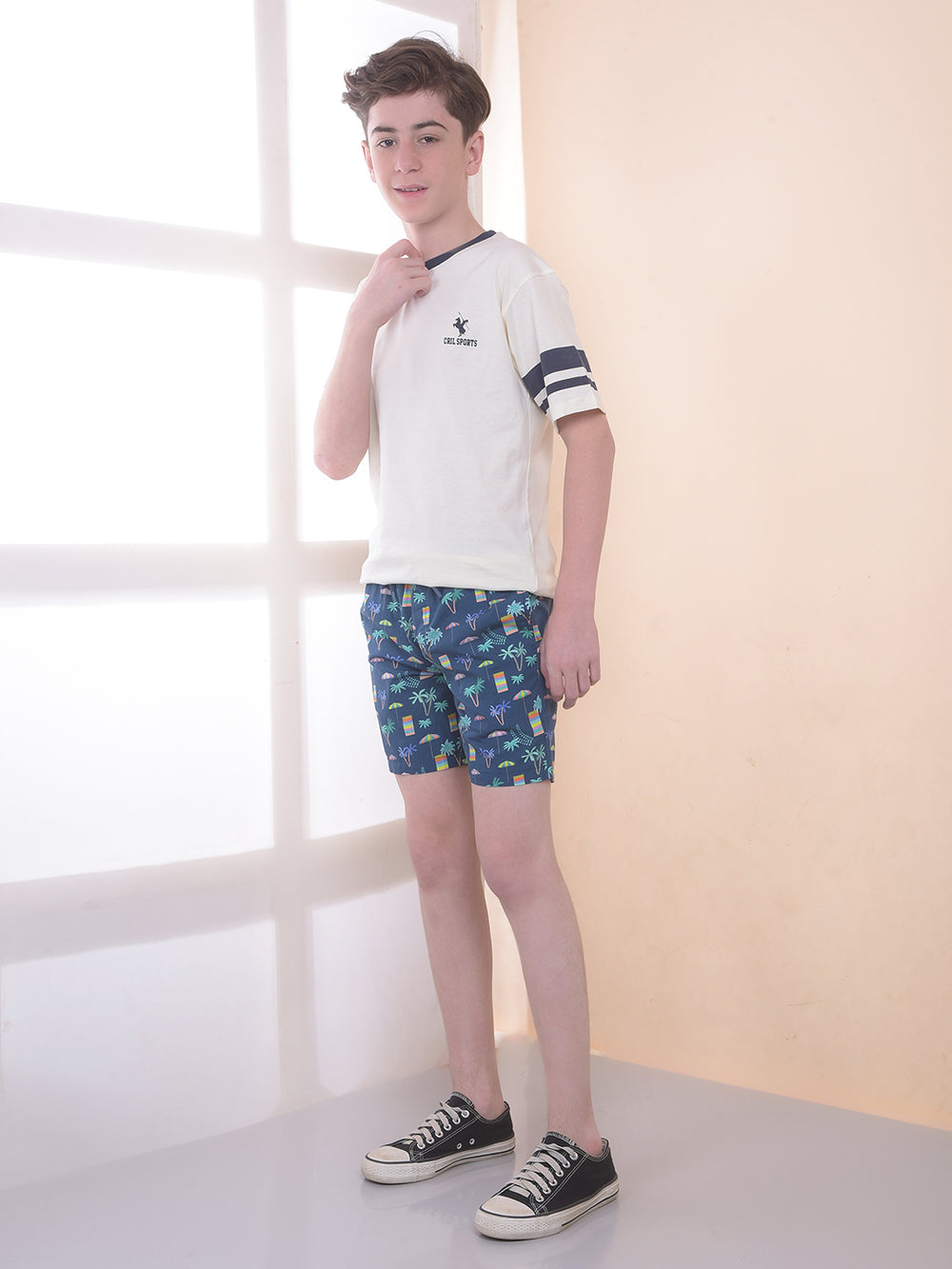 Navy Blue 100% Cotton Tropical Print Boxers