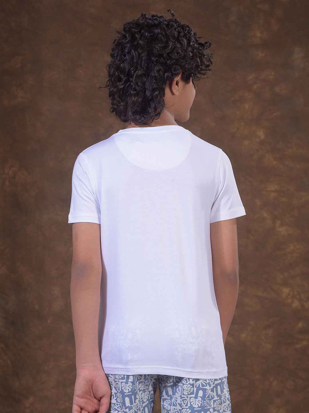 White Typographic Print T-Shirt