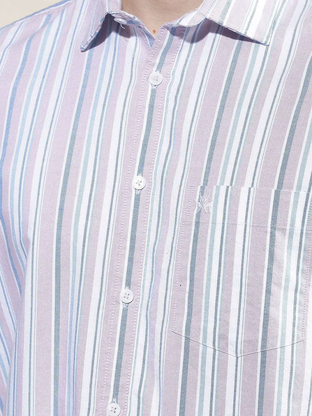 Pink Vertical Striped 100% Cotton Shirt