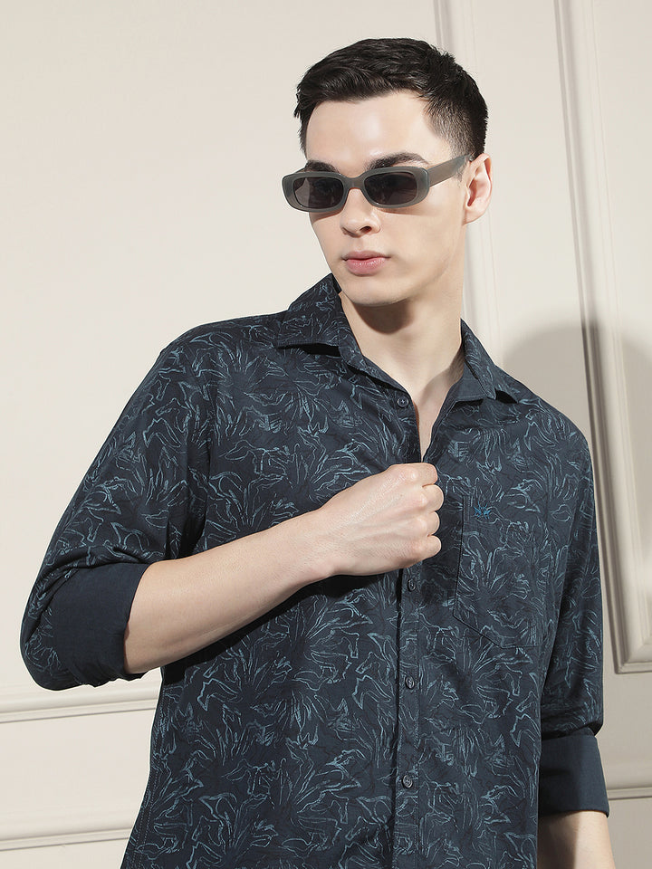 Blue Abstract Print Shirt