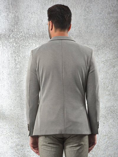 Brown Notched Lapel Single-Breasted Blazer