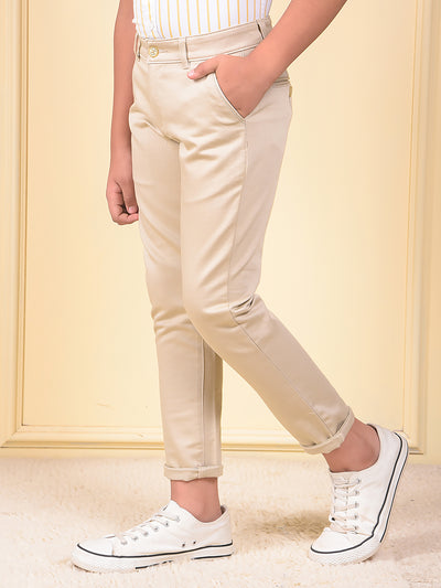 Beige Printed Trousers