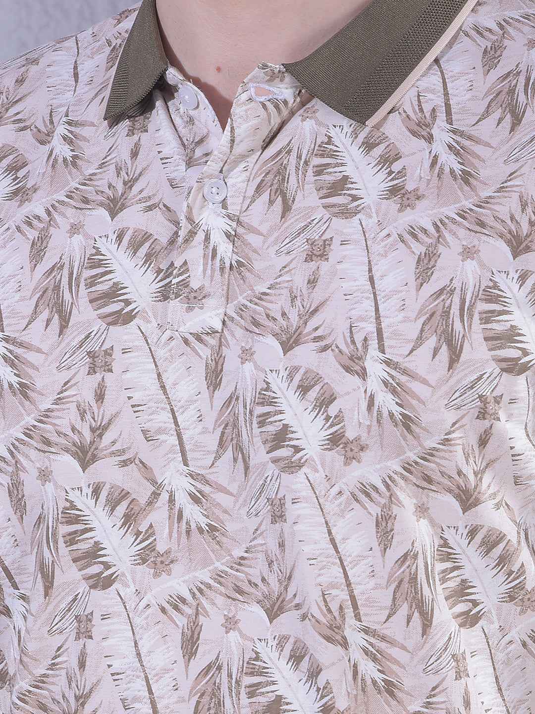 Beige Floral Print T-Shirt