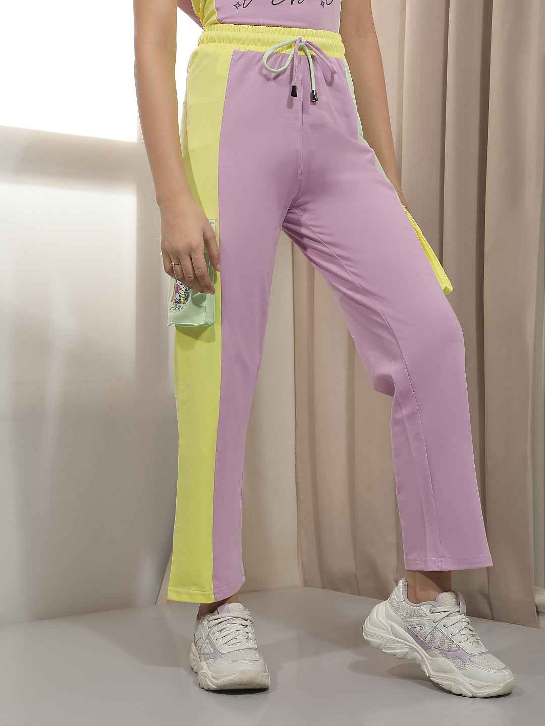 Purple Colorblocked Trackpants