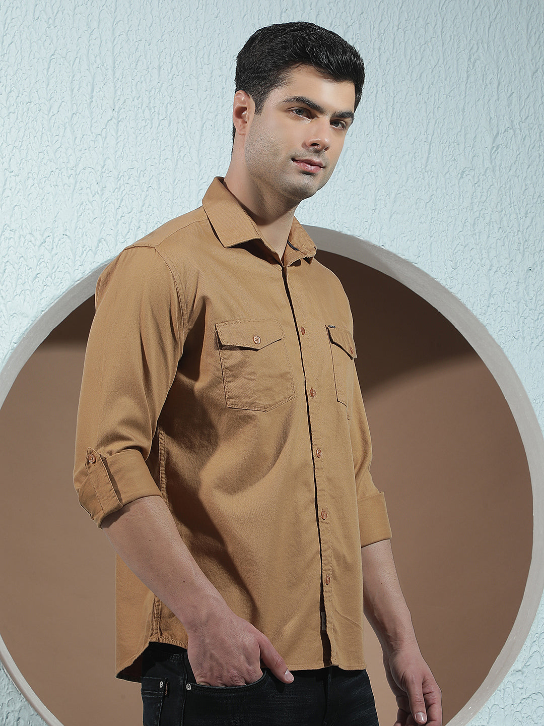 Mustard 100% Cotton Double Pocket Shirt