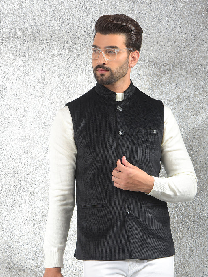 Black Printed Waist Coat