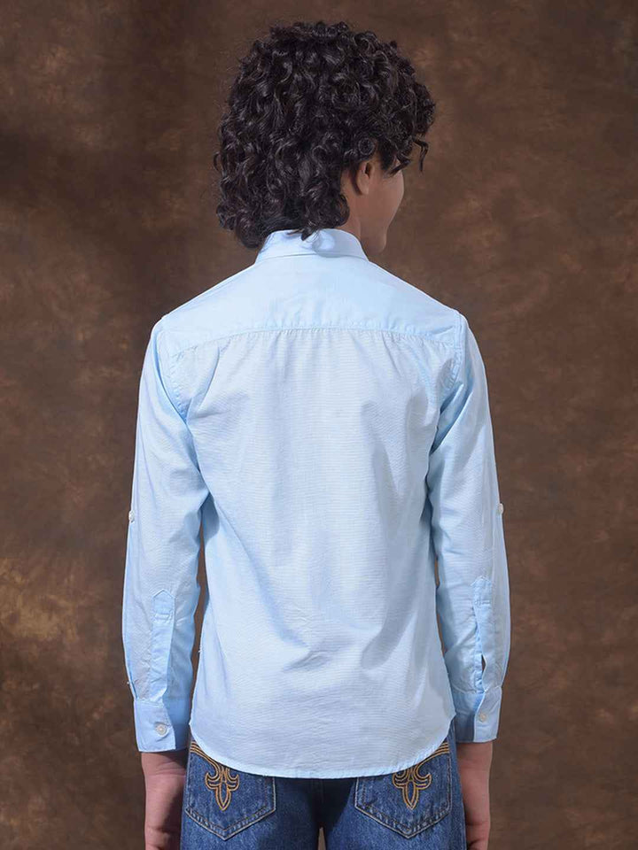 Blue Textured Linen Shirt