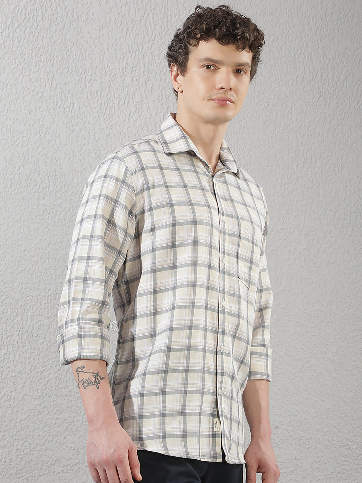 Yellow Linen Checked Shirt