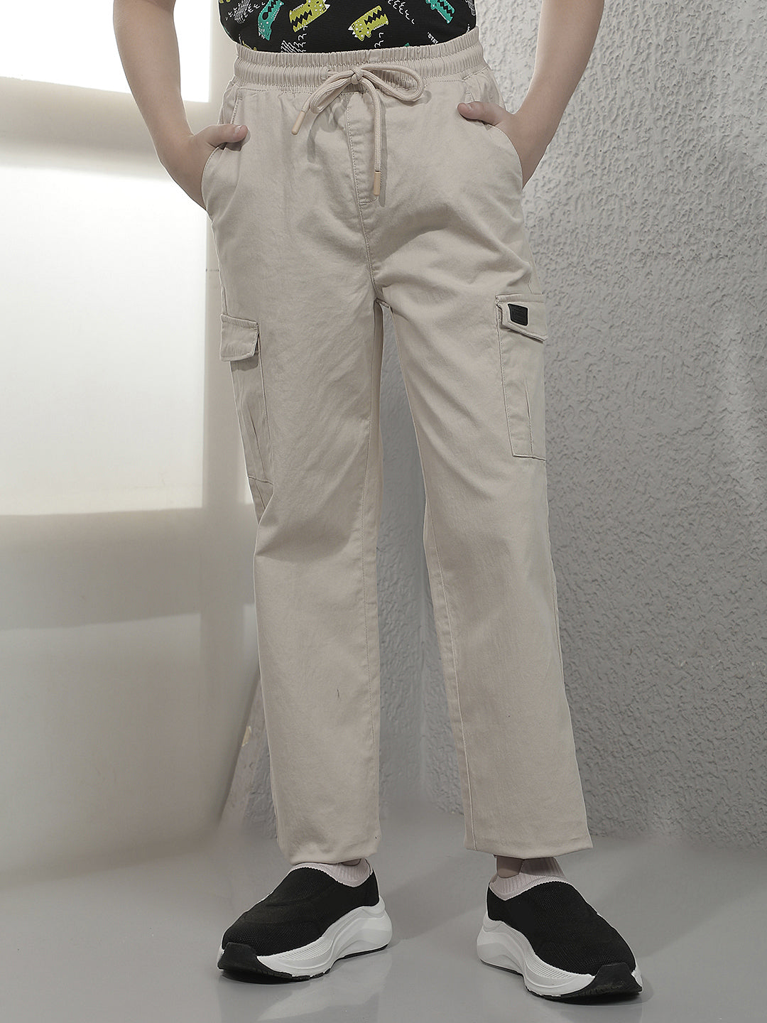 Sleek Oatmeal Beige Cargo Trackpants