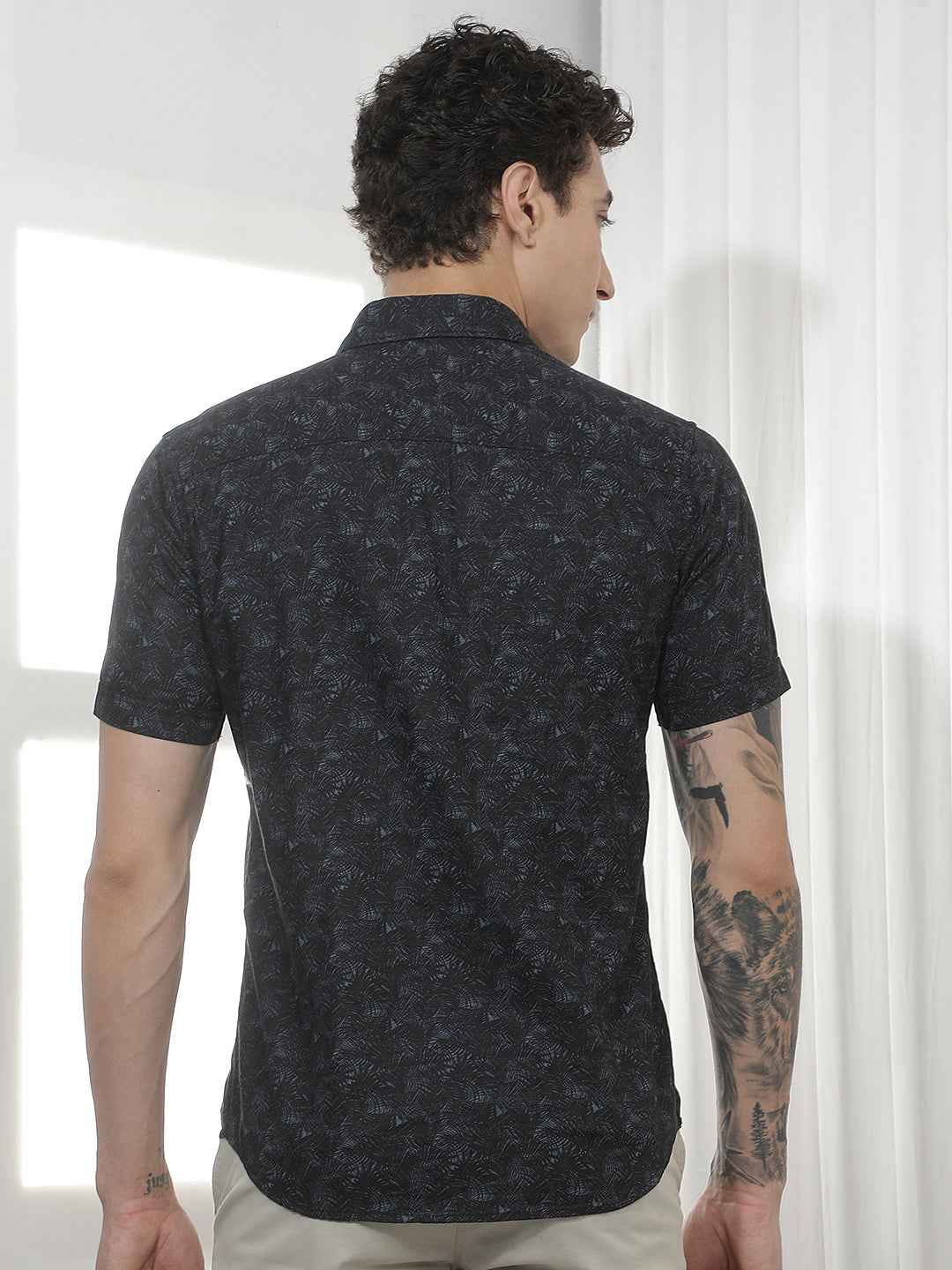 Classic Blue Printed Casual Shirt