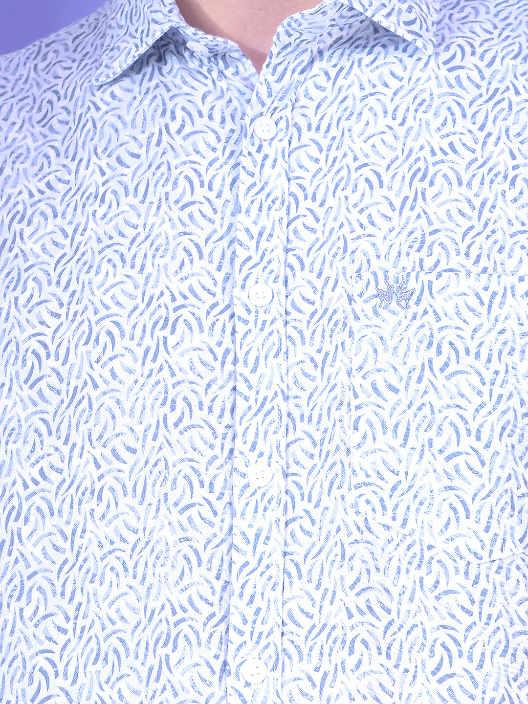 Blue Printed 100% Cotton Shirt