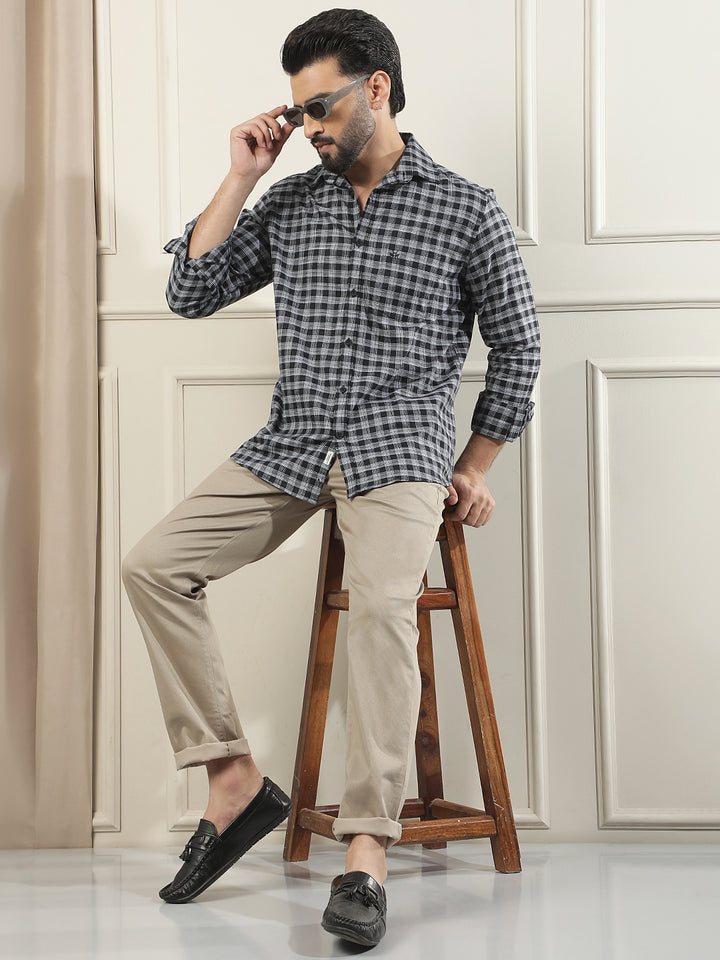 Khaki Beige Printed Trousers