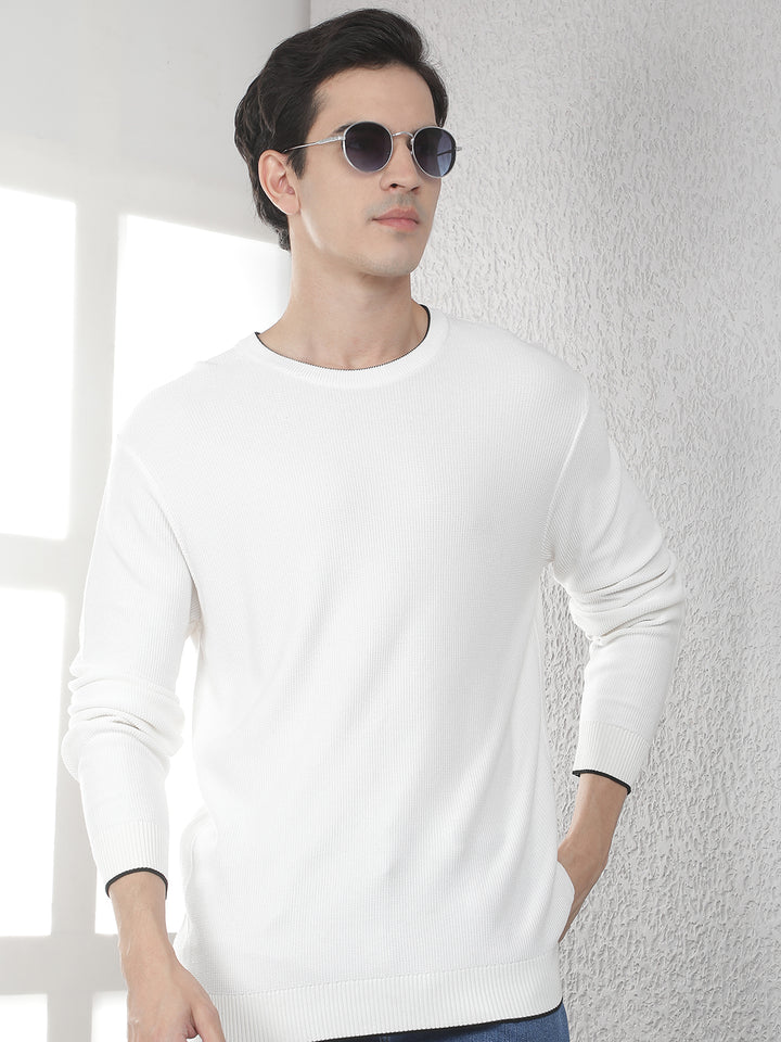 White Oversized Round Neck Sweater
