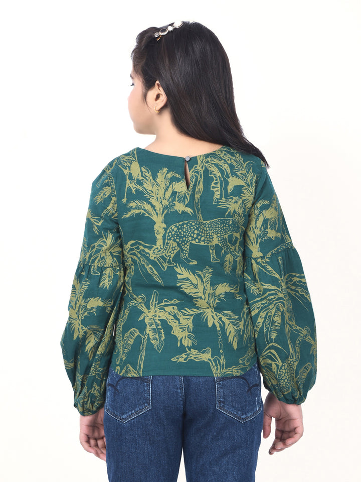 Green Printed 100% Cotton Top