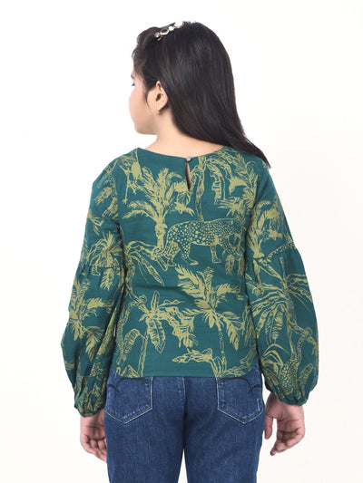 Green Printed 100% Cotton Top