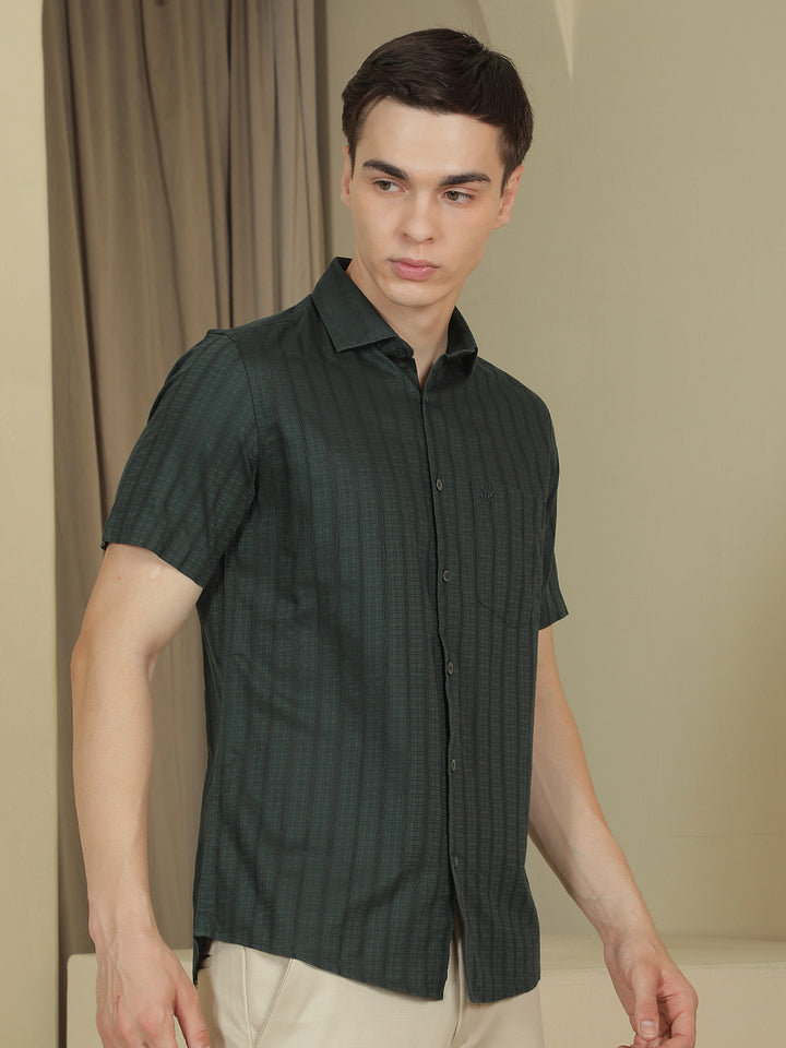 Green Vertical Stripes Shirt