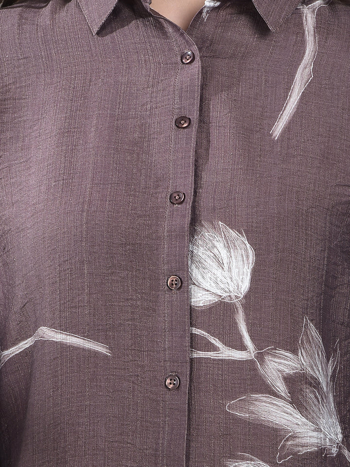 Brown Floral Print Shirt