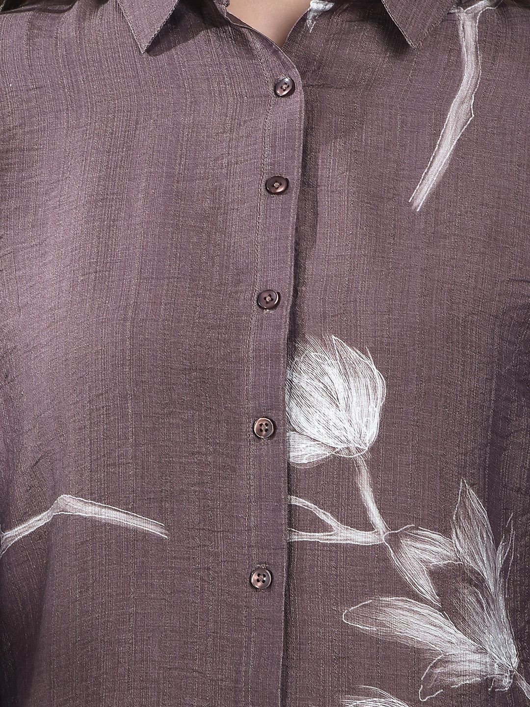 Brown Floral Print Shirt