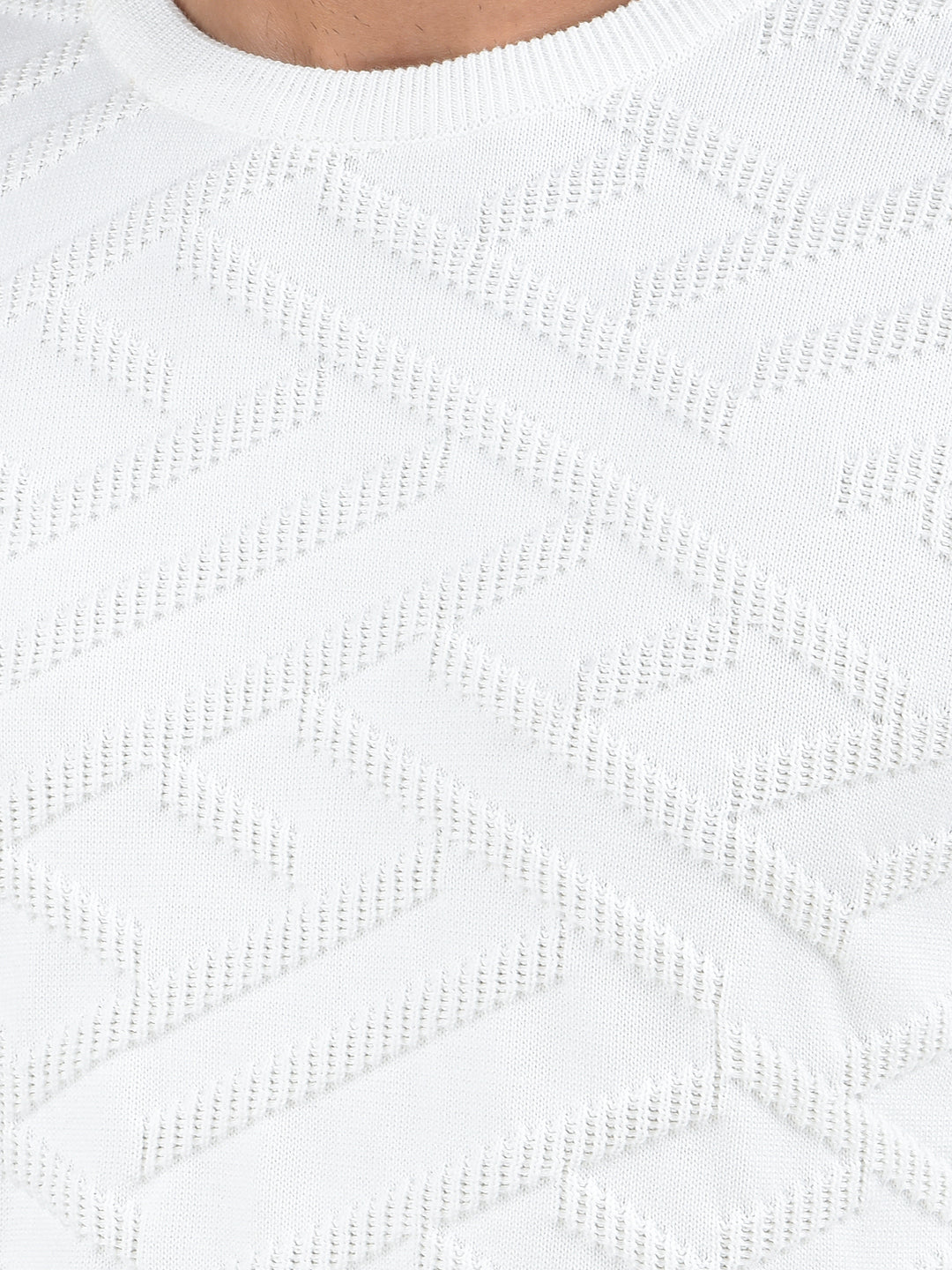 White Jacquard 100% Cotton Sweater