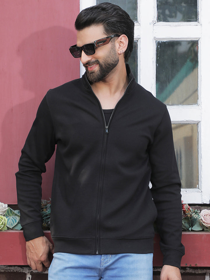 Black Front Open Sweatshirt
