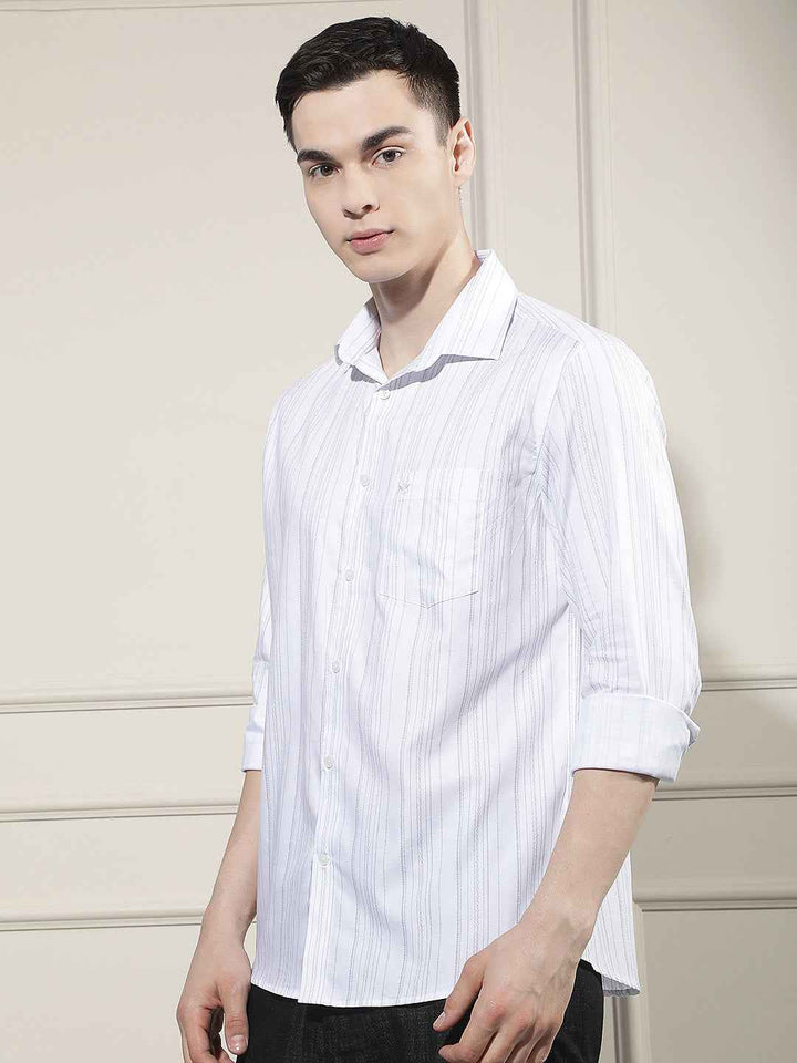 White Vertical Striped Shirt