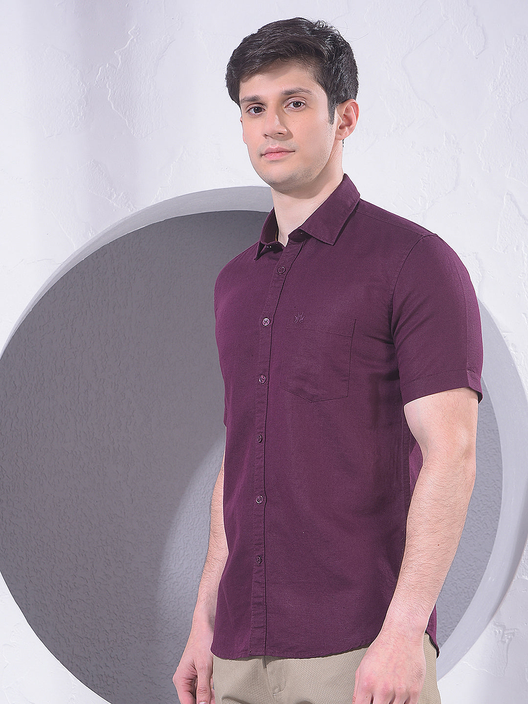 Refined Wine Linen Shirt