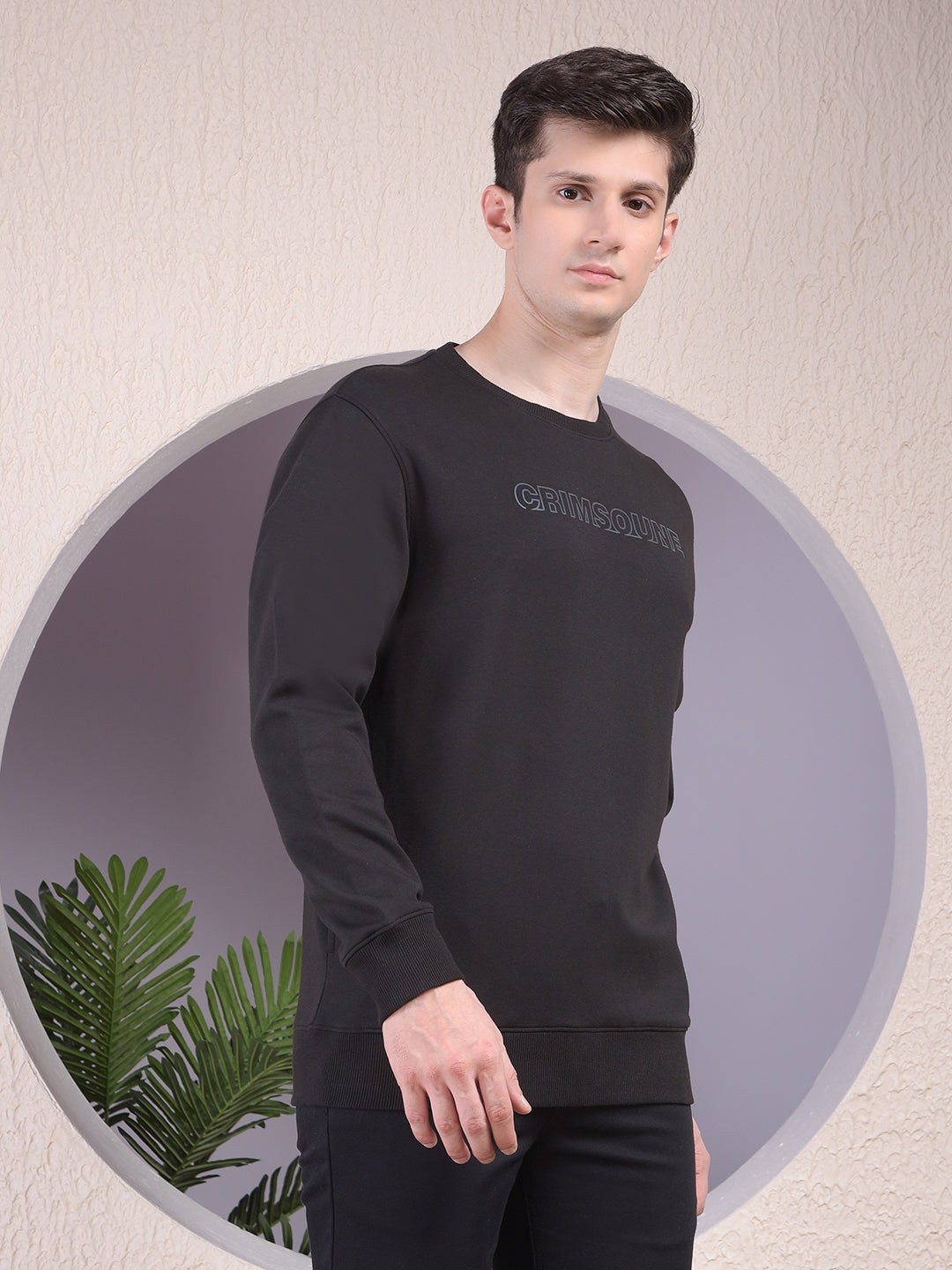Black Typographic Print Sweatshirt