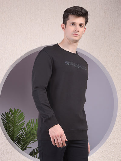 Black Typographic Print Sweatshirt