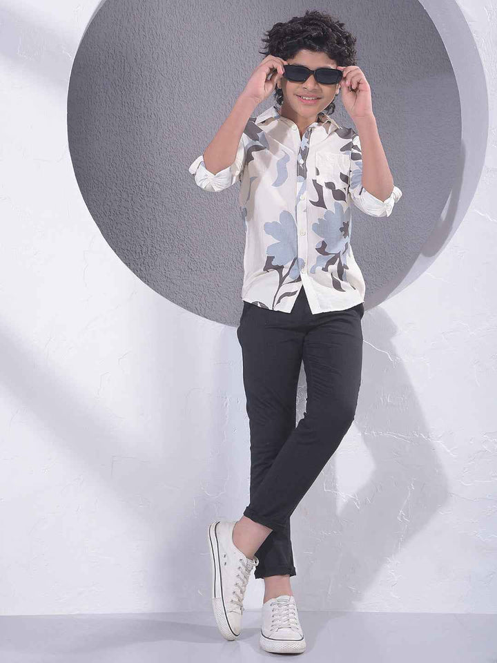 Grey Floral Print Shirt