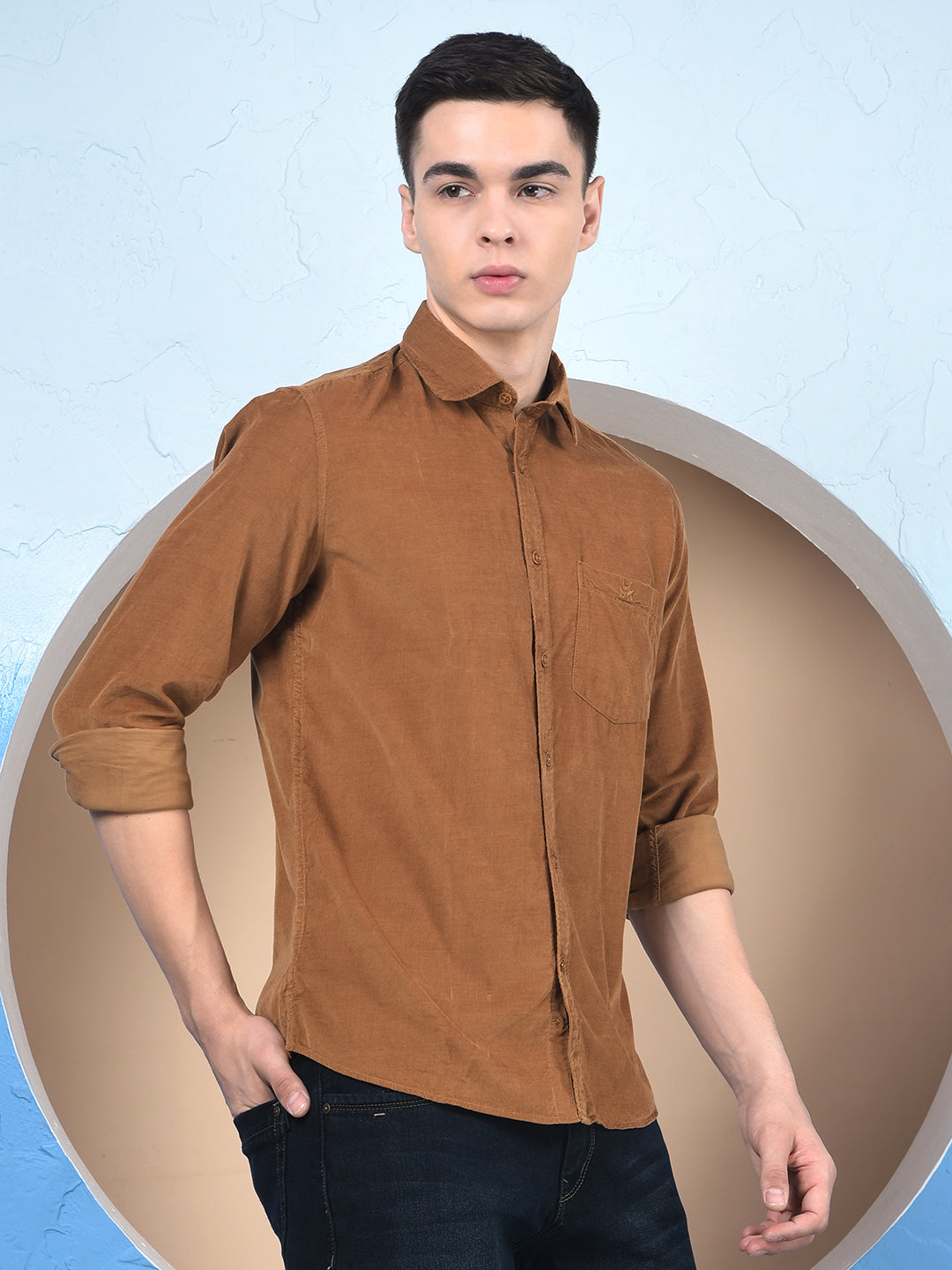 Brown 100% Cotton Corduroy Shirt