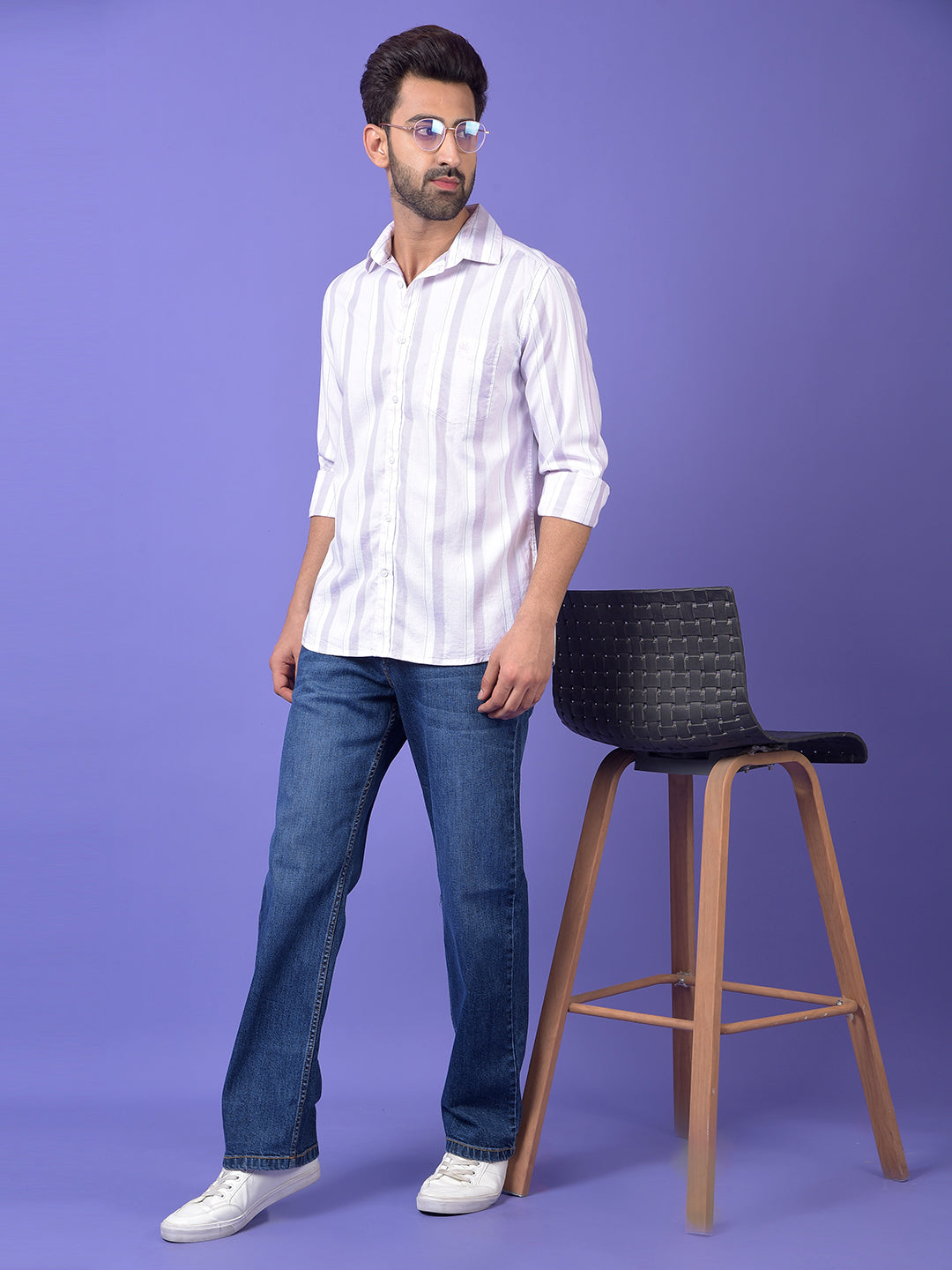 Pink Vertical Stripes 100% Cotton Shirt