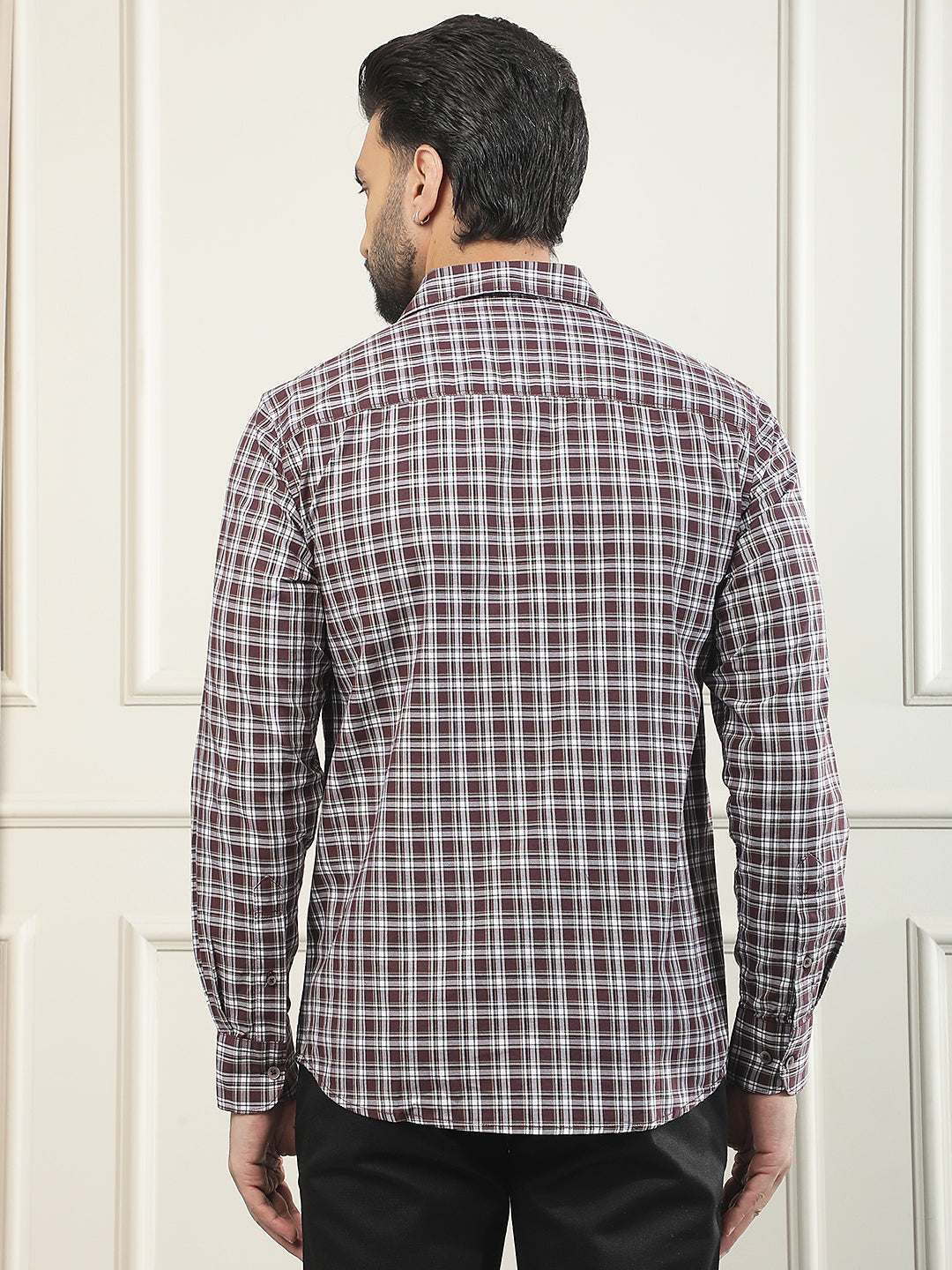 Wine Checked 100% Cotton Shirt