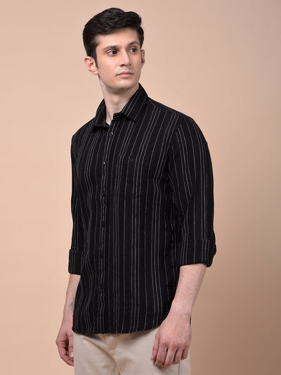 Black Vertical Stripes 100% Cotton Shirt