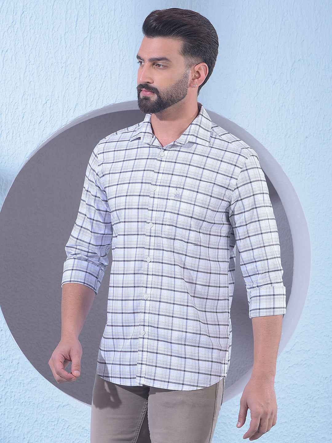 Brown Checked 100% Cotton Shirt