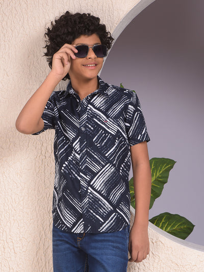 Blue Printed 100% Cotton Shirt